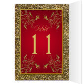 Rich Red and Gold Table Number Kaart (Binnen (Links))