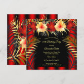 Rich Red Black Gold yellow Hibiscus Floral Party Kaart (Voorkant / Achterkant)
