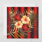 Rich Red Black Gold yellow Hibiscus Floral Party Kaart (Achterkant)