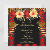Rich Red Black Gold yellow Hibiscus Floral Party Kaart (Voorkant)