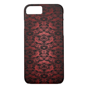 Rich Red Black Lace Pattern iPhone 7 Hoesje