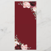 Rich Red Bourgondië Blush Roze Bloemen Bruiloft Me Programmakaart (Achterkant)