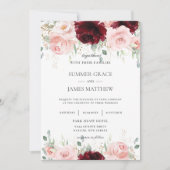 Rich Red Bourgondië Blush Roze Rozen Bloemen Bruil Kaart (Voorkant)