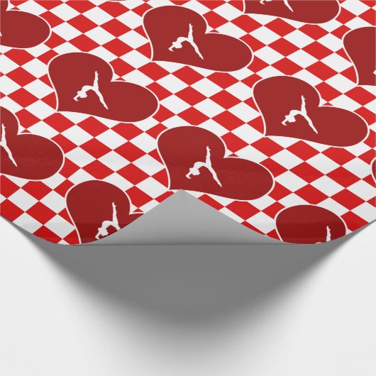 Rich Red Checkered Gymnastics Cadeaupapier (Hoek)