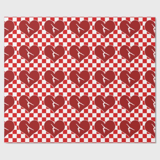 Rich Red Checkered Gymnastics Cadeaupapier (Vlak)
