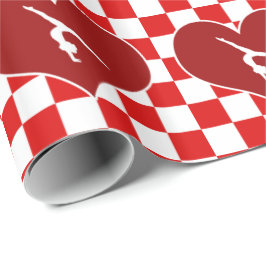 Rich Red Checkered Gymnastics Cadeaupapier