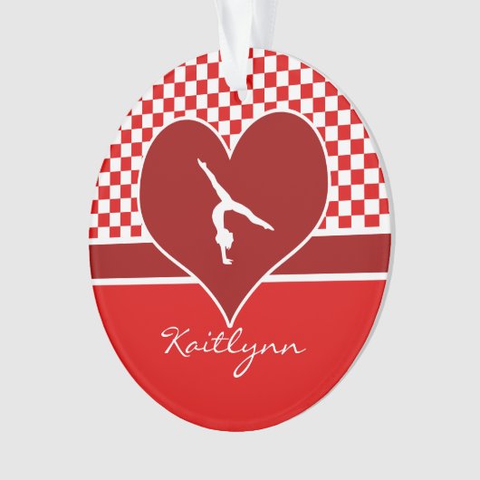 Rich Red Checkered Gymnastics met Monogram Ornament (voorkant)