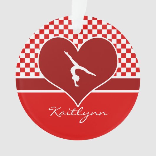 Rich Red Checkered Gymnastics met Monogram Ornament (voorkant)