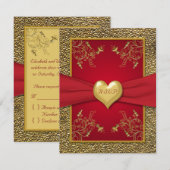 Rich Red en Gold RSVP-kaart RSVP Kaartje (Voorkant / Achterkant)