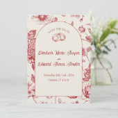Rich Red French Floral Toile Floral Save the Date Kaart (Staand voorkant)