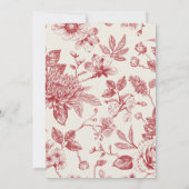 Rich Red French Floral Toile Floral Save the Date Kaart (Achterkant)