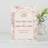 Rich Red French Floral Toile Floral Save the Date Kaart (Staand voorkant)