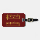 RICH RED GOLD MUSICAL DAD NOTES TREBLE BASS CLEF BAGAGELABEL (Voorkant horizontaal)