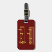 RICH RED GOLD MUSICAL DAD NOTES TREBLE BASS CLEF BAGAGELABEL (Voorkant verticaal)
