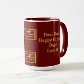 RICH RED GOLD MUSICAL DAD NOTES TREBLE BASS CLEF MOK (Voorkant rechts)