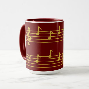 RICH RED GOLD MUSICAL DAD NOTES TREBLE BASS CLEF MOK