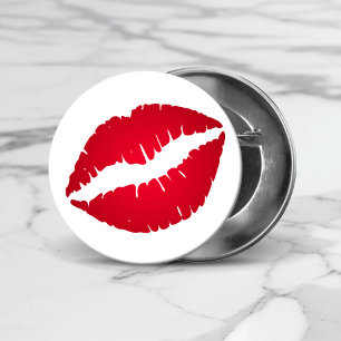 Rich Red Lipstick Kiss Print Ronde Button 3,2 Cm