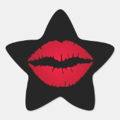 Rich Red Lipstick Print Ster Sticker (Voorkant)