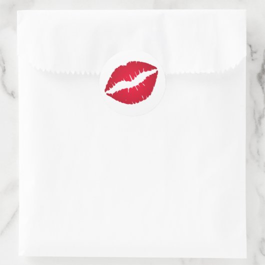 Rich Red Lipstick Ronde Sticker (Tas)