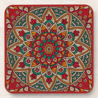 Rich, Red Mandala. Bier Onderzetter