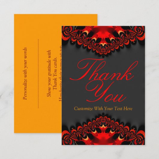 Rich Red/Oranje & Black Hartelijk dank Kaart (Voorkant / Achterkant)