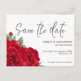 Rich Red Roses Bruiloft Save The Date Briefkaart