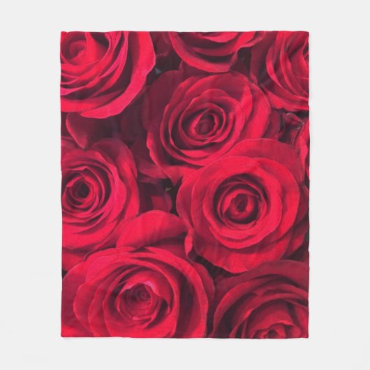Rich Red Roses Fleece Deken (Voorkant)
