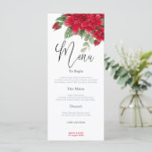 Rich Red Roses Stijlvol Script bruiloft Menu (Staand voorkant)