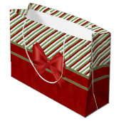 Rich Red Snoep Stripes en Bow Groot Cadeauzakje (Achterkant Gekanteld)
