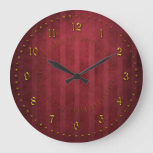 Rich Red Stripped Grunge Genummerd Grote Klok