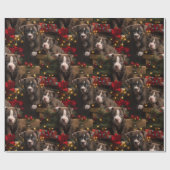 Rich Red Twinkle Lights Pitbull Christmas Pups Cadeaupapier (Vlak)