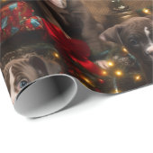 Rich Red Twinkle Lights Pitbull Christmas Pups Cadeaupapier (Rol Hoek)