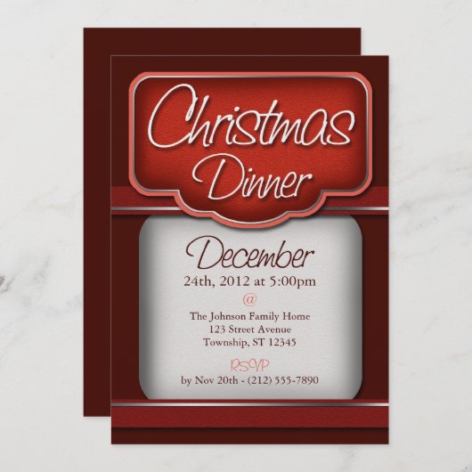 Rich Red Velvet Kerstdiner uitnodigingen