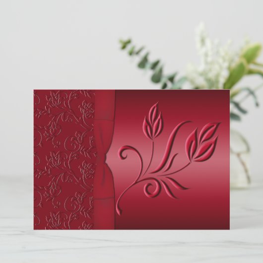Rich Red Wedding Invitation Kaart (Staand voorkant)