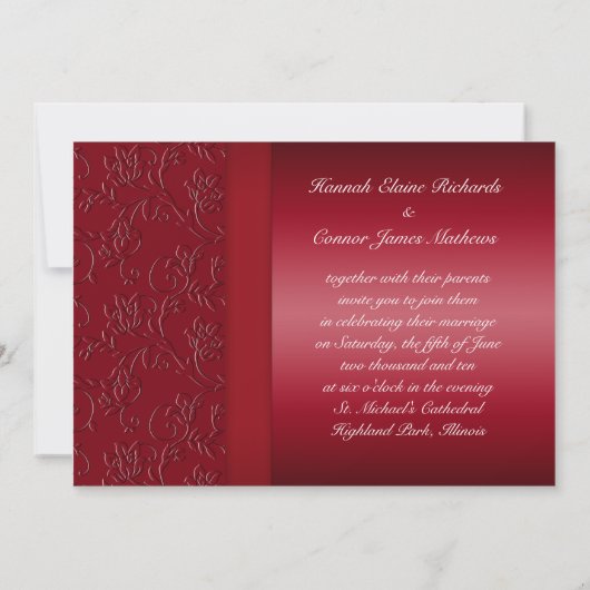 Rich Red Wedding Invitation Kaart (Achterkant)
