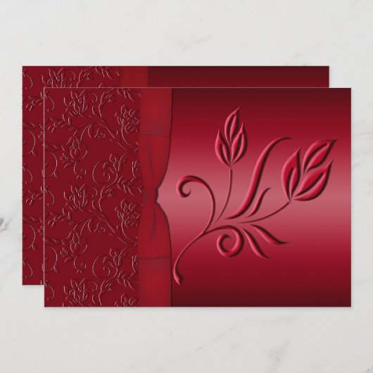 Rich Red Wedding Invitation Kaart (Voorkant / Achterkant)