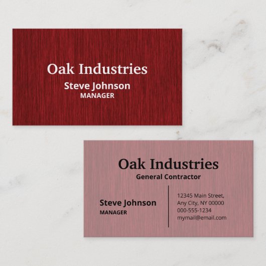 Rich Red Woodgrain Professional Visitekaartje (Voorkant / Achterkant)