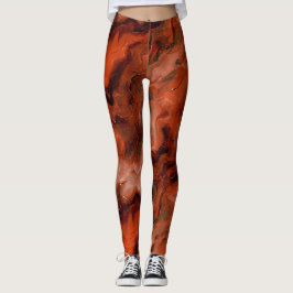 Rich Reds and Oranges Creates Marbling Effect Leggings