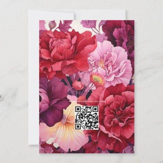 Rich Reds Floral Winter Bruiloft Kaart (Achterkant)