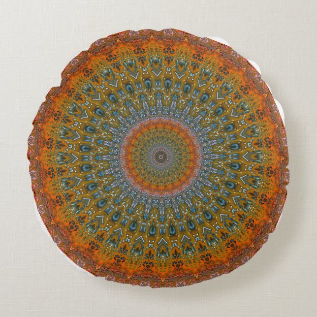 Rich Reds India Mandala Round Sierkussen Rond Kussen (Voorkant)
