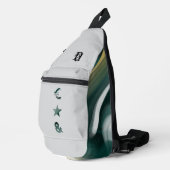 RICH Sling Bag Trend Abstract Zwart Wit Groen (Rechterhoek)