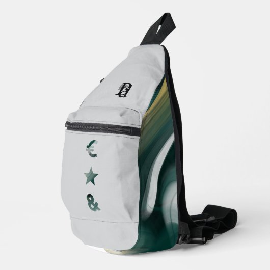 RICH Sling Bag Trend Abstract Zwart Wit Groen (Rechterhoek)