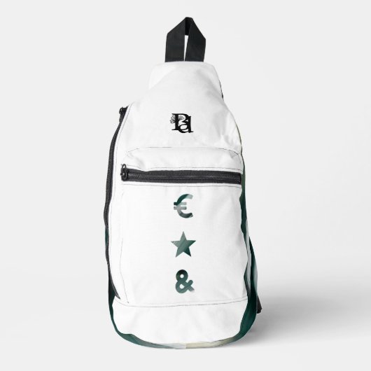 RICH Sling Bag Trend Abstract Zwart Wit Groen (Voorkant)