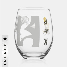 RICH Stemless Wijnglas Abstract Zwart Goud Wijnglas Zonder Voet