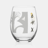 RICH Stemless Wijnglas Abstract Zwart Goud Zonder Voet (Voorkant)