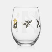 RICH Stemless Wijnglas Abstract Zwart Goud Zonder Voet (Achterkant)