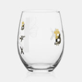 RICH Stemless Wijnglas Abstract Zwart Goud Zonder Voet (Links)