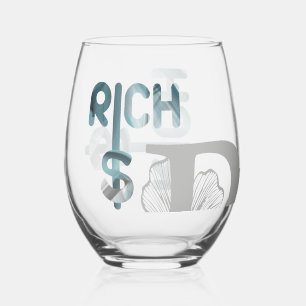 RICH Stemless Wine Glass Decor Trend Blue Ocean Wijnglas Zonder Voet