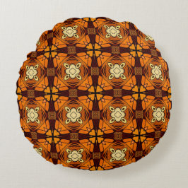 Rich Terracotta verbrand sinaasappel bruin patroon Rond Kussen