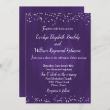 Rich Ultra Violet met Sparkles Wedding Invitation